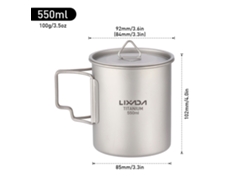 Vaso Ligero De Titanio Con Tapa Y Asa Plegable De 450 Ml/550 Ml Para Acampada, Senderismo Y Picnics.