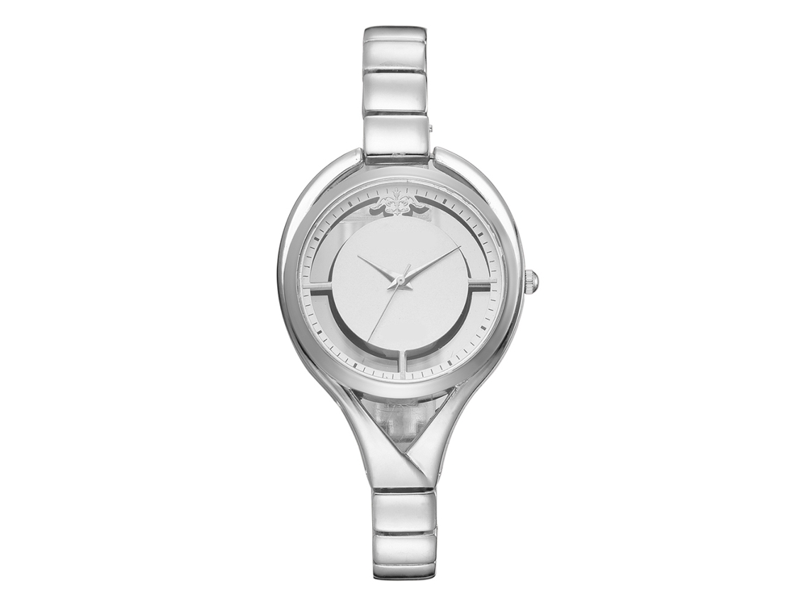 Reloj De Pulsera Sencillo De Aleación De Plata Para Mujer, Reloj De Cuarzo Personalizado Y A La Moda Para Mujer.