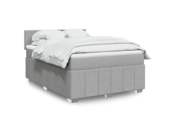 Cama Box Spring Con Colchón Tela Gris Claro 140x190 Cm