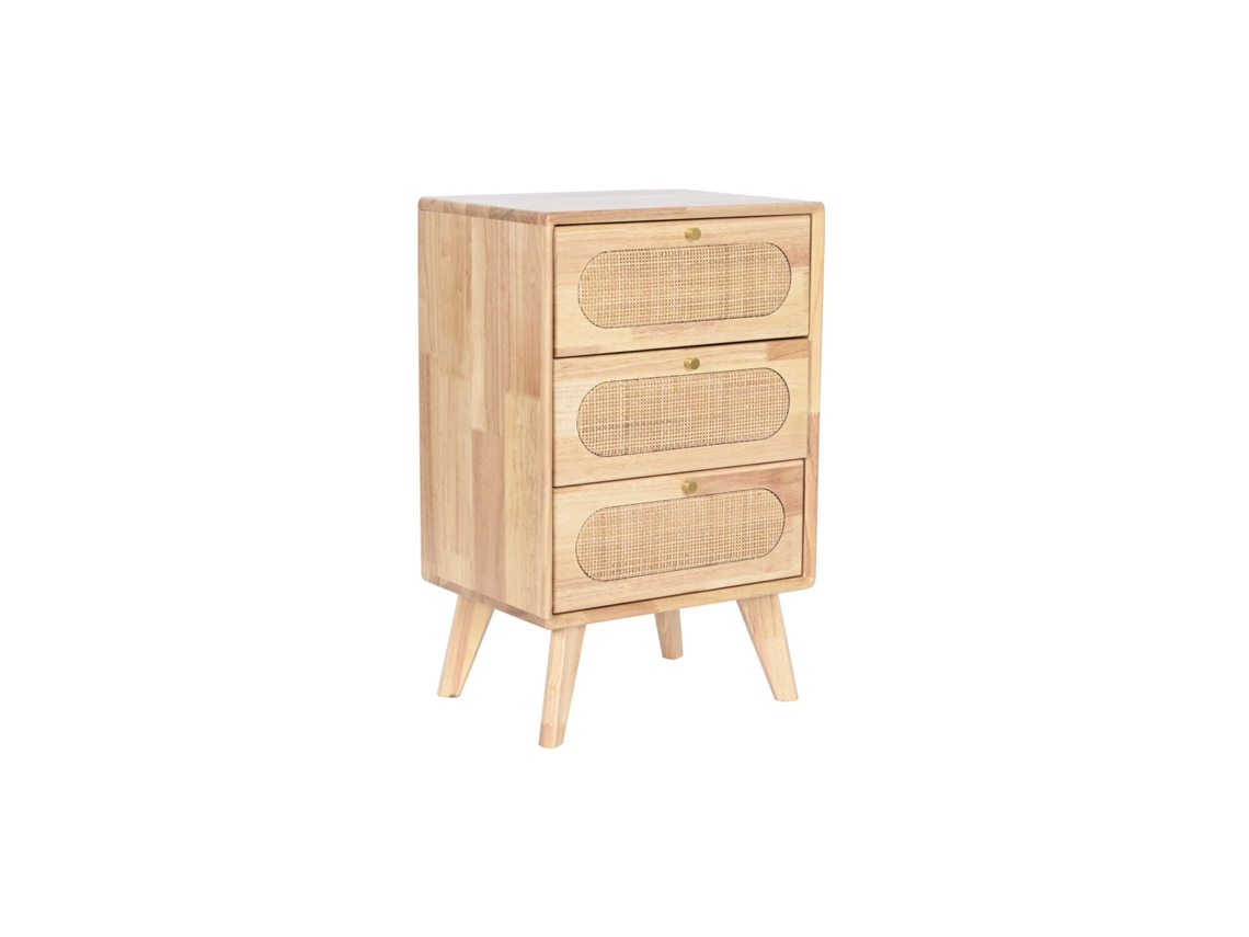 Cajonera Rubberwood Ratán Natural 40x30x63cm