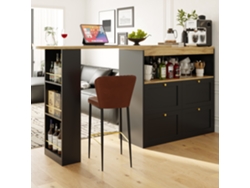 Mesa de bar ELISEFASHION giratoria 360° con 4 cajones y mesas abiertas (105x39x102 cm)