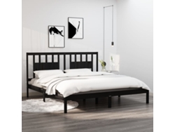 Estructura De Cama De Madera Maciza De Pino Negro 200x200 Cm