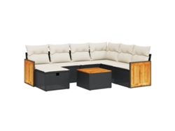 Maison Exclusive - Set De Sofás De Jardín 8 Piezas Y Cojines Ratán Sintético Negro