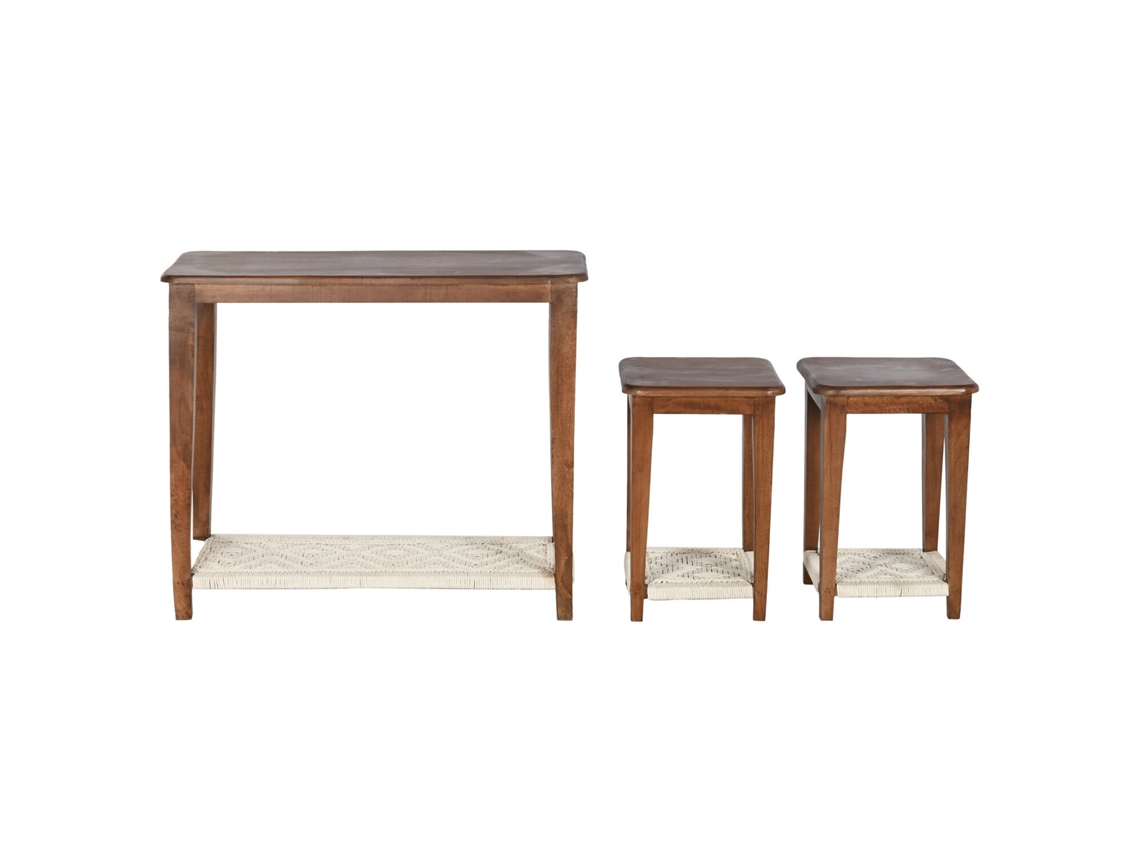 Set 3 Consola Mango Algodon 2 Mesitas 95x40x81cm
