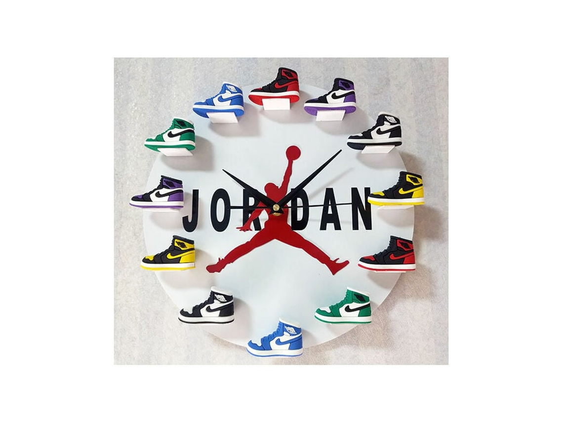 Reloj De Pared Aj 3d, Silencioso, Modelo Zapatilla Jordan Blanco, Moderno