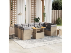 Conjunto de 10 sofás de jardín con cojines de mimbre beige de DKD Home Decor