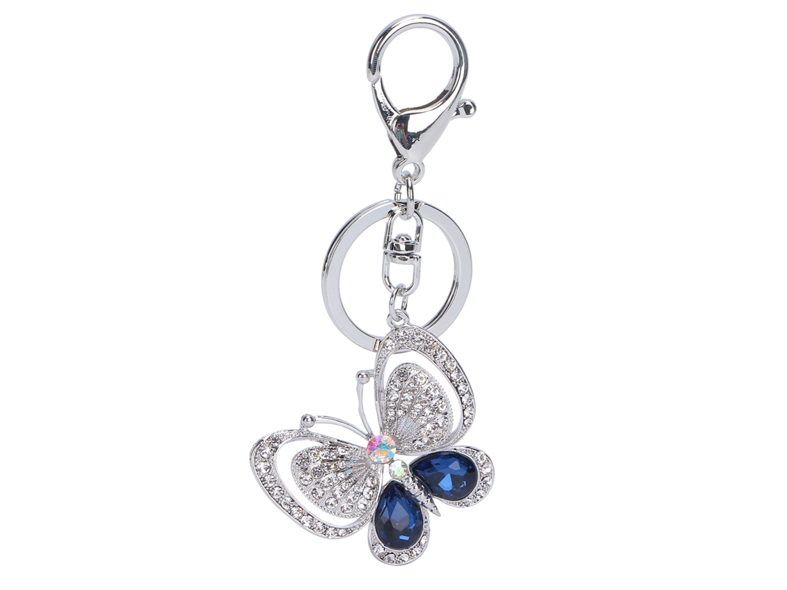 Llavero De Mariposa De Aleación De Zinc Con Brillantes Diamantes De Imitación Para Bolso Y Interior Del Coche.
