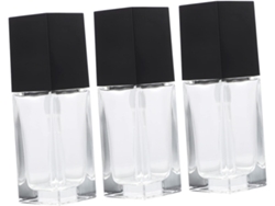 Juego De 3 Frascos Cuadrados Negros Vacíos De Tamaño Viaje Para Bases De Maquillaje Líquidas O En Emulsión.