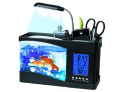 Mini Acuario Usb Con Luz Led, Pantalla Lcd, Reloj Y Caja De Almacenamiento Multifuncional.