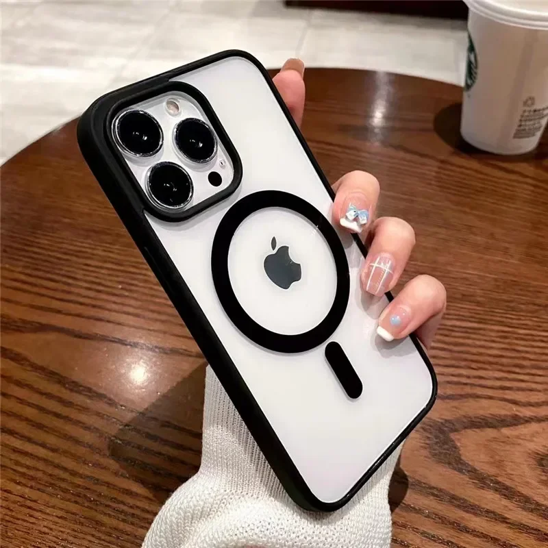(iphone 13 Mini, Negro) Funda De Carga Inalámbrica Magnética Magsafe Para Iphone, De Acrílico Rígido.
