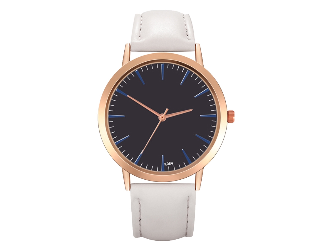 Reloj De Pulsera Unisex De Piel Sintética Para Hombre Y Mujer (blanco)