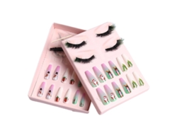 Set de uñas postizas navideñas con forma de ataúd, 24 piezas, con pestañas postizas, estilo 3* ZYBLSSBB