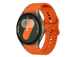 Bracelete Para Samsung Galaxy Watch 7 (40mm/44mm) - Silicone Costurado Com Padrão De Onda - Laranja