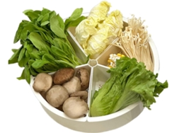 Bandeja redonda con 5 compartimentos y base giratoria para verduras | Contenedor giratorio para aperitivos Gokoco