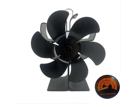 Ventilador Térmico para Chimenea de Seis Aspas - Grande - Negro Termómetro TUSERXLN