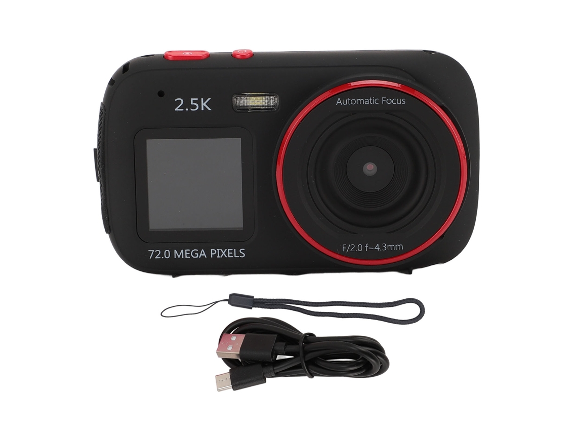 Câmera Digital 72mp Tela Dual Zoom 16x Mp3 Vlog Viagem Compacta Abs Preta