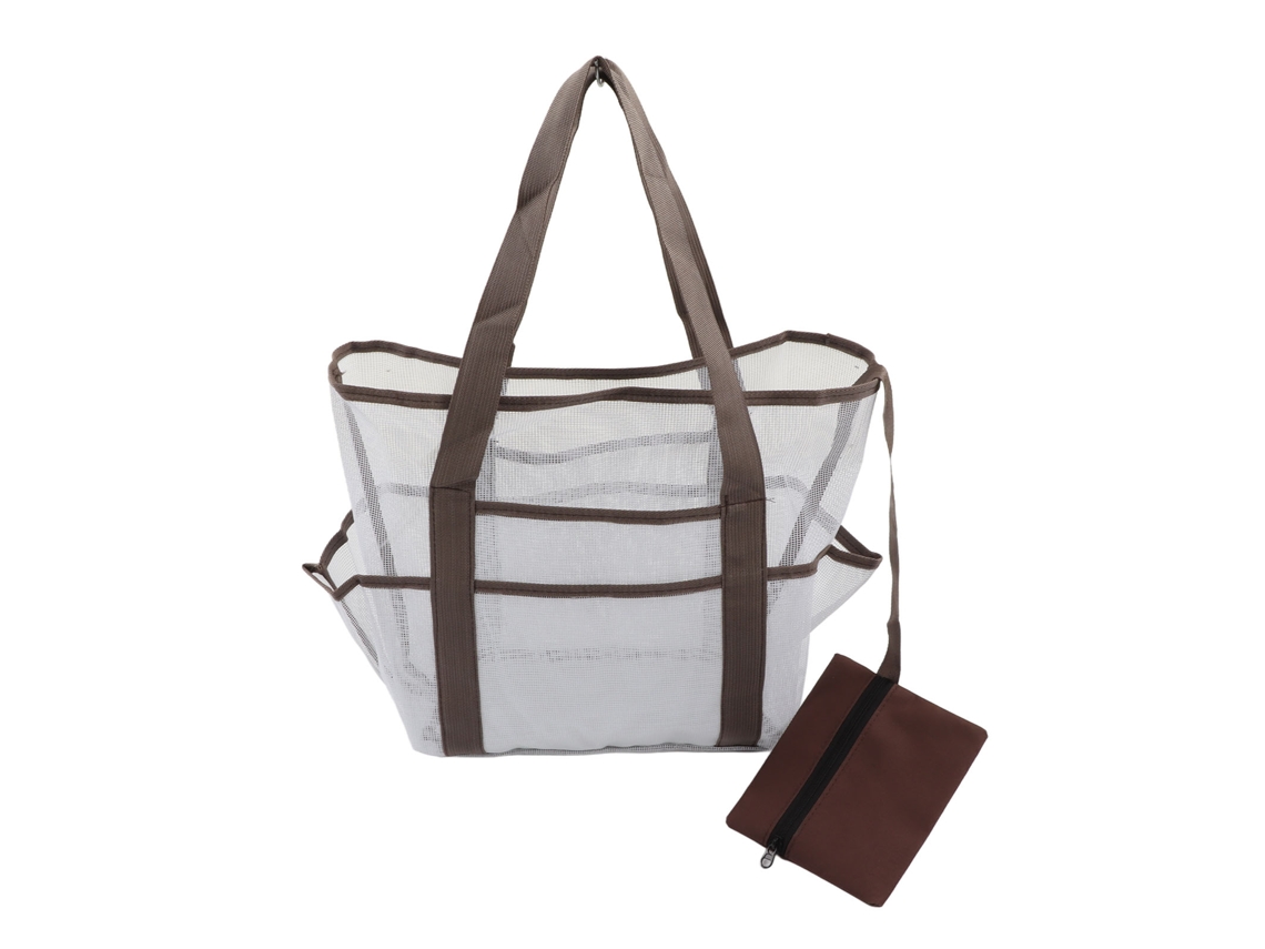Bolsa De Playa De Malla De Gran Capacidad Con Bolsillos Externos E Impermeable Para Juguetes.