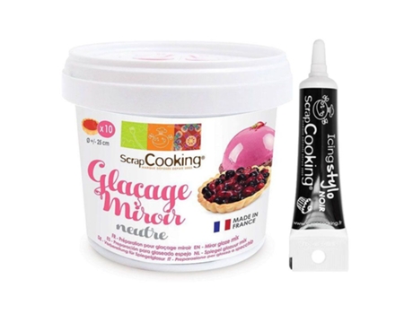 Preparación para glaseado espejo 220 g + tubo de glaseado negro
