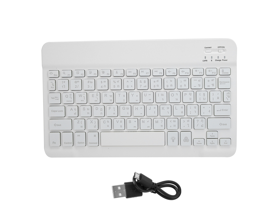 Teclado Inalámbrico Bluetooth De 10 Pulgadas Con Iluminación Rgb Y Teclas Cuadradas Para Teléfonos Móviles Y Tabletas, Color Blanco Tailandés.