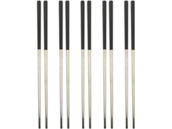 Juego De 5 Pares De Palillos Para Té Estilo Asiático, De Acero Inoxidable Negro.