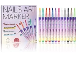 Canetas Para Unhas Decoradas – 12 Cores Com Fluxo De Tinta Suave