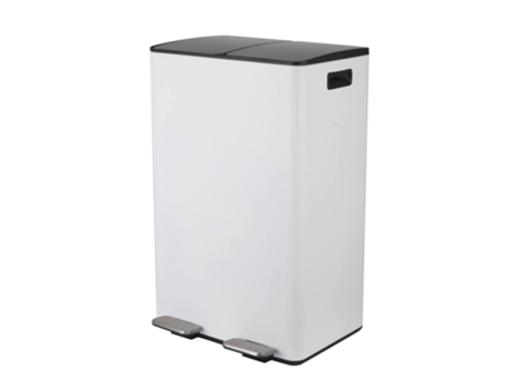 Cubo Basura SPIRELLA 60L Reciclaje Pedal Retráctil Aliya Blanco Mate 2x30L