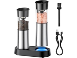 Molinillo automático de sal y pimienta, molinillo eléctrico de especias, molinillo de grosor ajustable, apto para cocinar, Rosewell