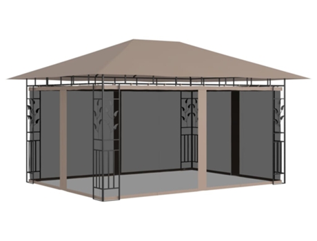 vidaXL Cenador con mosquitera gris taupe 4x3x2,73 m 180 g/m²