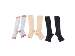 Calcetines De Compresión Hasta La Rodilla Con Cremallera, Puntera Abierta, Elásticos, Transpirables, Para Deportes, 3 Pares, Talla S/m
