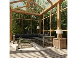 Conjunto de jardín de 6 piezas con cojines, ratán gris, DKD Home Decor