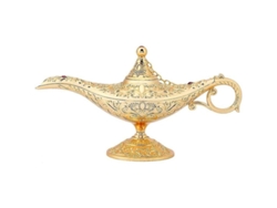 Lámpara Mágica Aladino De Latón Estilo Retro, 11x21cm, Decorativa Con Lujosas Incisiones.