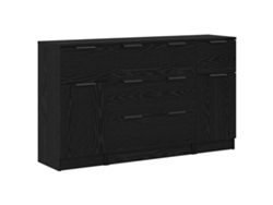 MAISON EXCLUSIVE Aparador con cajón, 3 piezas, roble negro, madera procesada