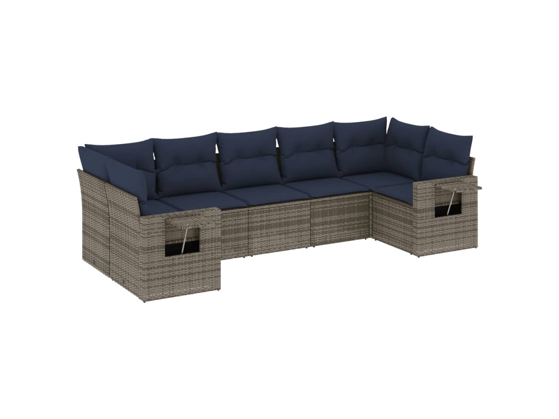 Maison Exclusive - Conjunto De Sofá De Jardín De 7 Piezas Con Cojines, Poliratán Gris