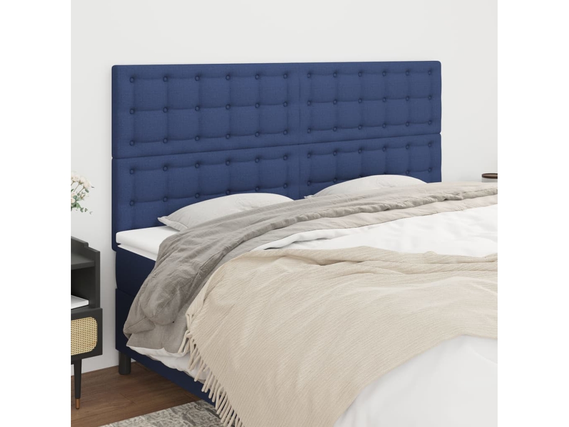 Cabeceros 4 Unidades De Tela Azul 80x5x78/88 Cm