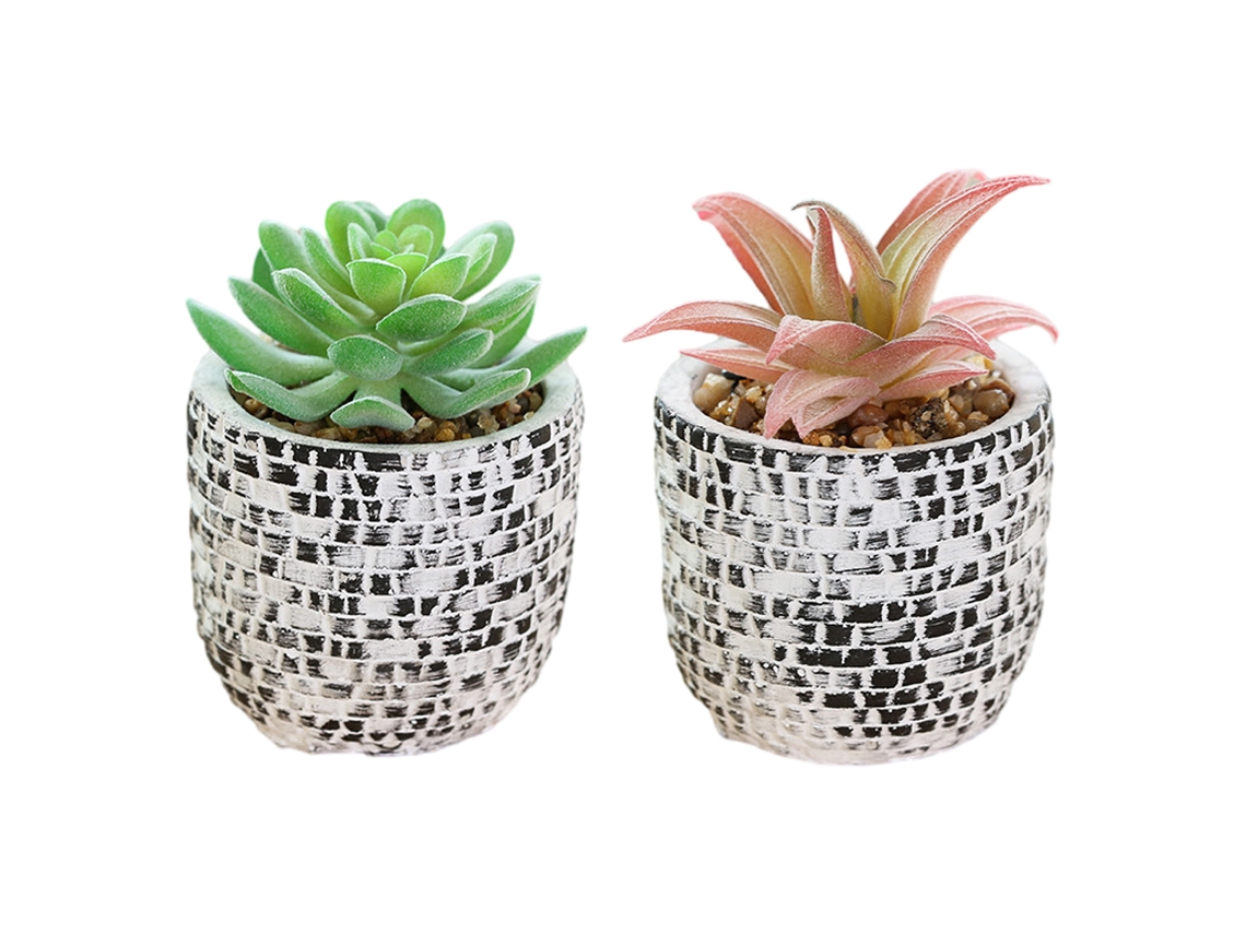 2 uds flores artificiales, bonsái suculento simulado, pequeños adornos creativos en maceta NEVEANCE