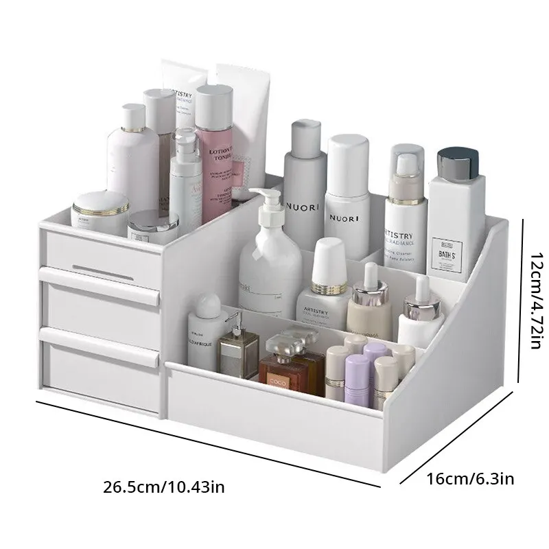 (blanco) Caja De Almacenamiento De Cosméticos Estilo Cajón, Estante De Plástico Decorativo Para Dormitorio