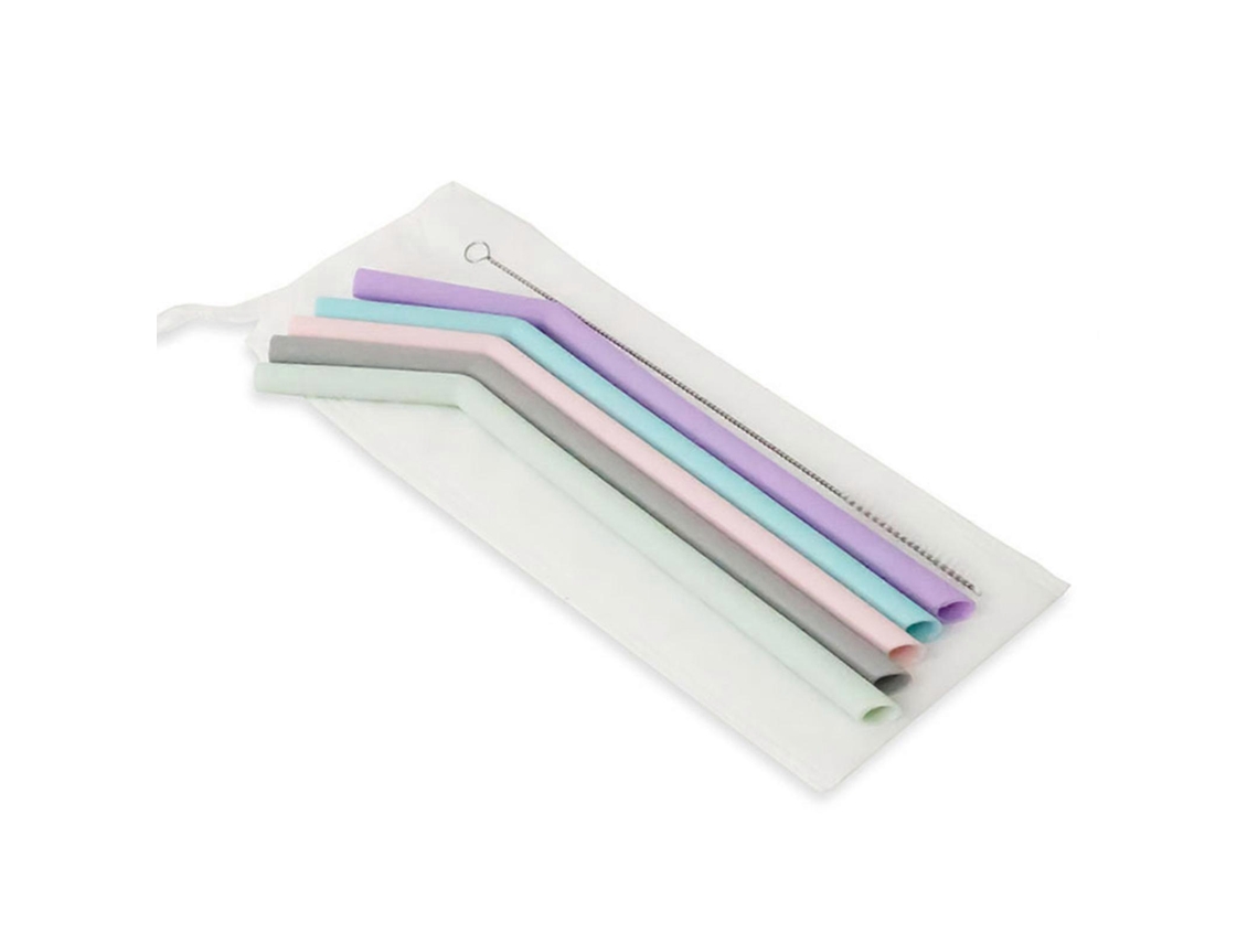 Juego de 5 pajitas de silicona lavables, fáciles de limpiar y sin BPA, ideales para regalar a niños. Rosewell