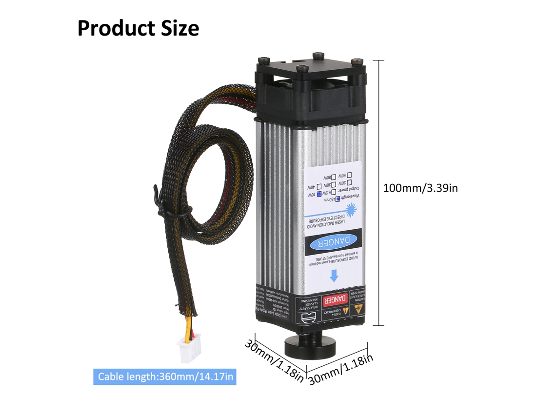 Módulo Láser De 10 W Y 450 Nm, Grabador De Precisión Ajustable Para Madera, Plástico, Cuero Y Máquinas Cnc.