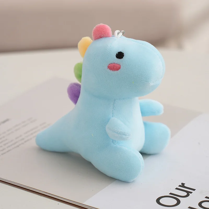 Llavero de peluche de dinosaurio colorido de 12 cm MDUG (azul)