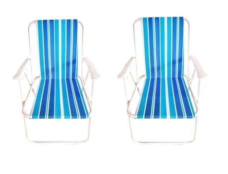 Pack De 2 Sillas De Playa Plegables Tumbona Portátil para Ocio Al Aire Libre 74X52X38Cm Raya Azul SELEOK