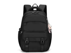 Mochila de gran capacidad para el colegio o los viajes, ideal para adultos y adolescentes. Fabricada en nailon, con un elegante colgante negro.