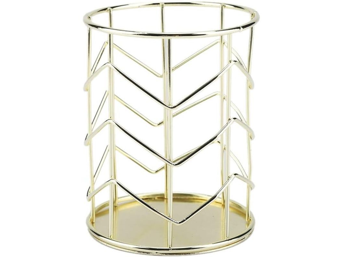 2026rebe-portavasos De Metal Redondo Linjou, Organizador De Escritorio Para Lápices, Brochas De Maquillaje (oro)