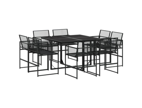 Conjunto 9 de comedor de jardín VIDAXL ratán sintético negro