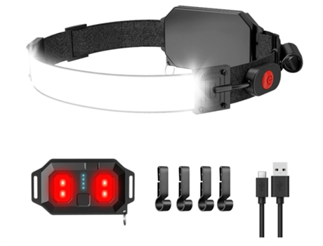 Linterna Frontal LED CHRONUS TLY-T1 Iluminación de 230° USB Recargable Negra