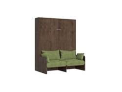 Cama Doble Plegable Kentaro De 160 Cm Con Sofá De Nogal, Color Verde