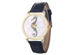 Reloj De Pulsera Analógico Zhoulianfa Con Esfera Azul Marino Con Diseño De Caballito De Mar, Movimiento De Cuarzo Pu.