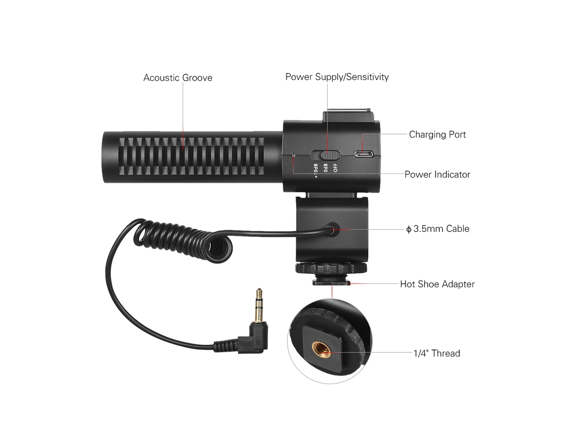 2026-micrófono Externo 3.5mm Para Cámara Dslr, Camcorder, Iphone 6 - Accesorio De Grabación Estéreo