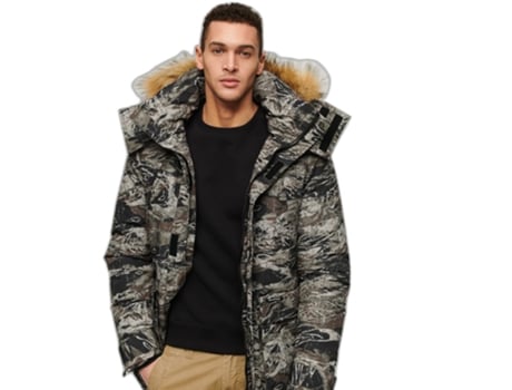 Sudadera con Capucha SUPERDRY Everest Piel Sintética Marrón (L)