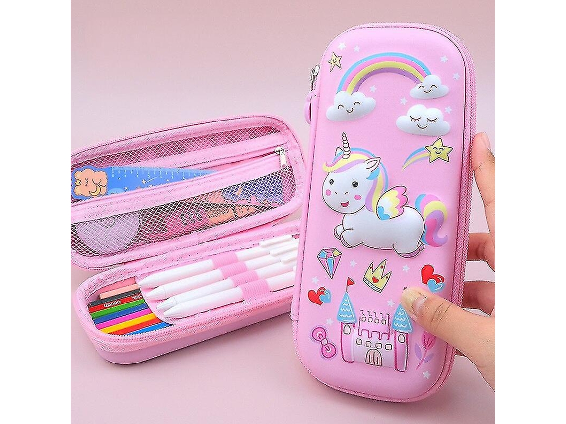 Estuches escolares Papelería Estuche 3D Estuche Unicornio Espacial Útiles escolares Estuche Escolar Estuche para lápices Rosa Gusshious