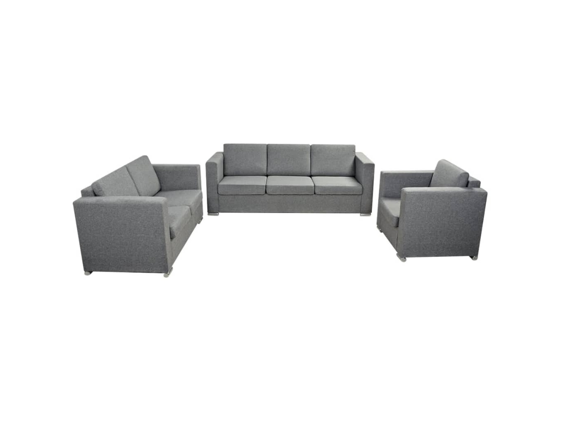 Conjunto de sofá, 3 piezas, tela gris claro MAISON EXCLUSIVE